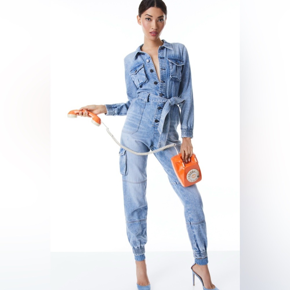 Alice + Olivia Light Blue Denim Overalls